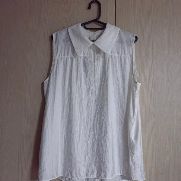 [BUNJANG] Women's White Sleeveless Blouse / 여자 화이트 민소매 블라우스 55~66사이즈