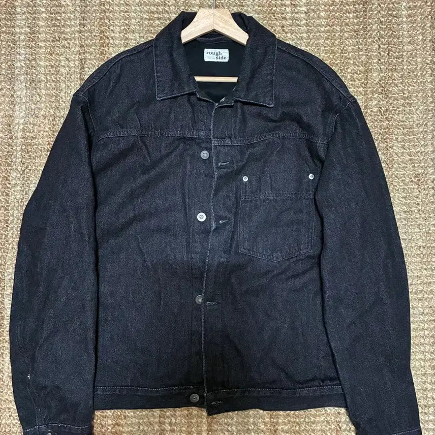 [BUNJANG] Rough Side Drape Denim Jacket Black Pants Black Setup / 러프사이드 드레이프 데님 자켓 블랙 팬츠 블랙 셋업