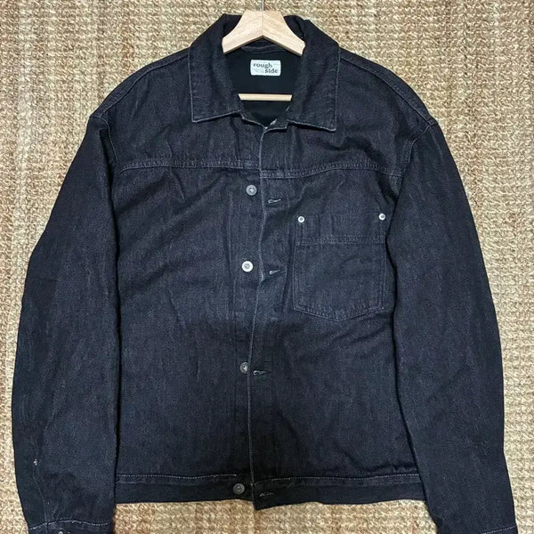 [BUNJANG] Rough Side Drape Denim Jacket Black Pants Black Setup / 러프사이드 드레이프 데님 자켓 블랙 팬츠 블랙 셋업