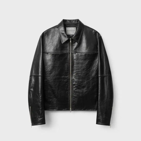 [BUNJANG] Vellie Urban Solid Leather Jacket Black 105 / 벨리에 어반 솔리드 레더 자켓 블랙 105