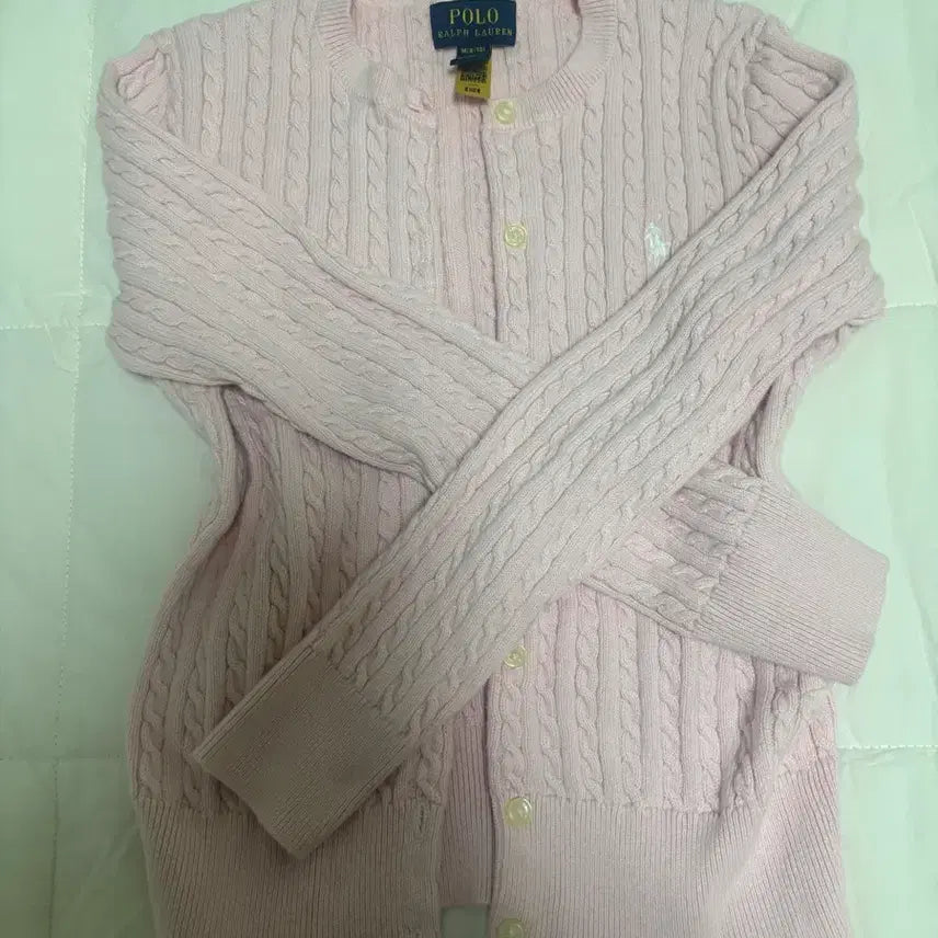 [BUNJANG] Polo Ralph Lauren Pink Cable Knit Cardigan / 폴로 랄프로렌 핑크 케이블 니트 가디건