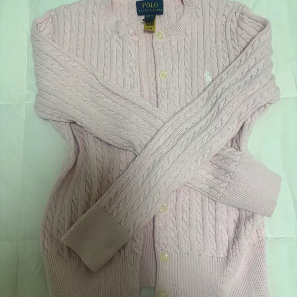 [BUNJANG] Polo Ralph Lauren Pink Cable Knit Cardigan / 폴로 랄프로렌 핑크 케이블 니트 가디건