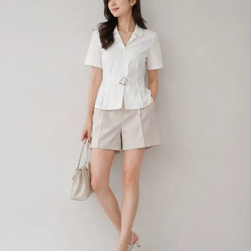 [BUNJANG] JJGOTT White Short Sleeve Shirt Size 66 / JJGOTT 화이트 반팔 셔츠 66사이즈