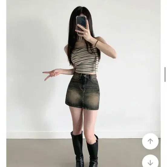 [BUNJANG] Yellow Denim Mini Skirt (Size S) / 청치마 새상품 S 옐로우청