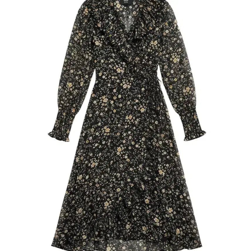 [BUNJANG] Black Lady Floral Wrap Style Dress / 여성F/ 블랙레이디 플로럴 랩스타일 원피스