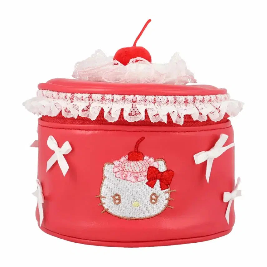 [BUNJANG] Sanrio Hello Kitty Whipped Cherry Cake Cosmetic Pouch / [새상품]산리오 헬로키티 휘핑 체리 케이크 모양 화장품 파우치