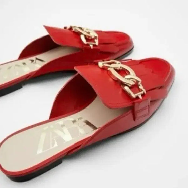 [BUNJANG] Zara Chain Leather Backless Loafers - Size 37 (235) / zara 체인 레더 백리스 로퍼 37 (한국 235)