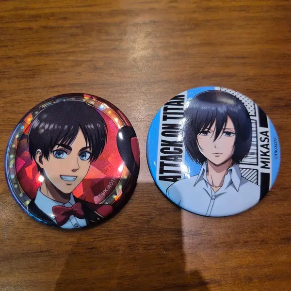 [BUNJANG] Attack on Titan Eren Mikasa Can Badge Set / 진격의 거인 에렌 미카사 캔뱃지
