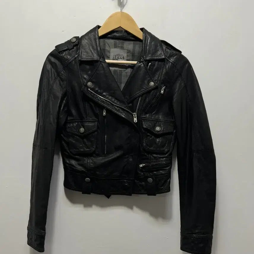 [BUNJANG] Tomboy Jean Women's Leather Rider Jacket Black S / 톰보이진 여성 가죽 라이더 자켓 블랙 S