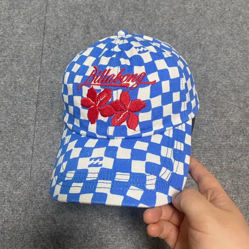 [BUNJANG] Billabong Checkered Mugunghwa Embroidery Soft Ball Cap / 빌라봉 Billabong 체크무늬 무궁화 자수 소프트 볼캡