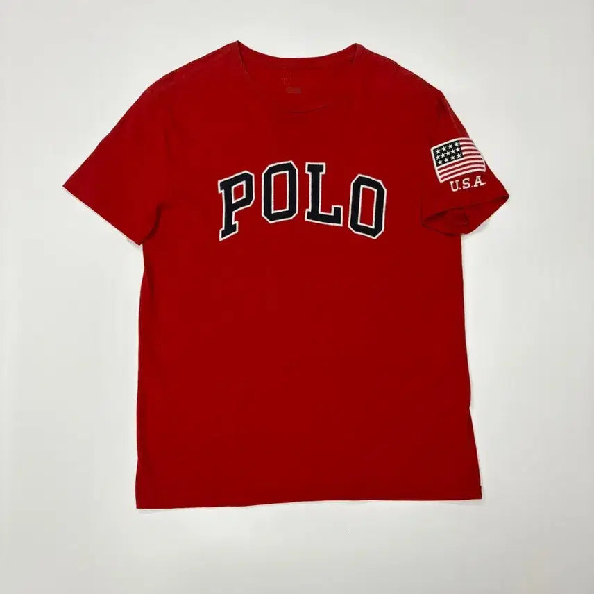 [BUNJANG] Polo Ralph Lauren Red USA Patch Short Sleeve T-Shirt / 폴로 랄프로렌 레드 usa 패치 반팔 티셔츠 Polo Ralph Lauren