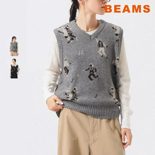 [BUNJANG] BEAMS BOY Jacquard Knit Vest / 빔즈 보이 자카드 니트 베스트