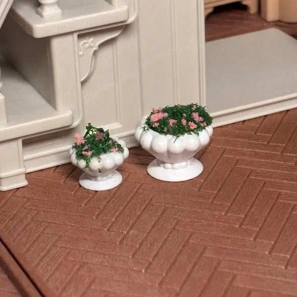 [BUNJANG] Miniature Flower Pot Set with Pink Flowers (Set of 2) / 미니어처 화분 2개 세트
