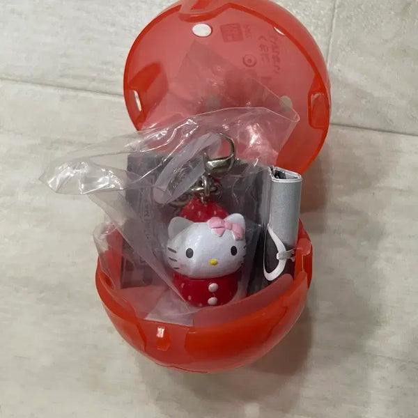 [BUNJANG] Sanrio Ichigo Strawberry Clear Charm Hello Kitty Keyring (Sealed) / 산리오 이치고 딸기 메지루시 가챠 키링 헬로키티 키티 미개봉
