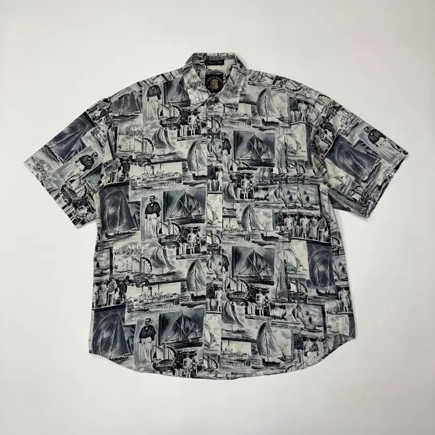 [BUNJANG] Gant Vintage Printed Short Sleeve Pattern Shirt / Gant 간트 빈티지 프린팅 반팔 패턴 셔츠