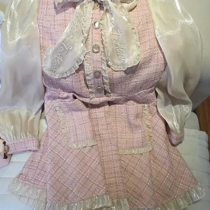 [BUNJANG] Two Alice Tweed Dress Pink / 투앨리스 트위드 원피스 핑크 새상품