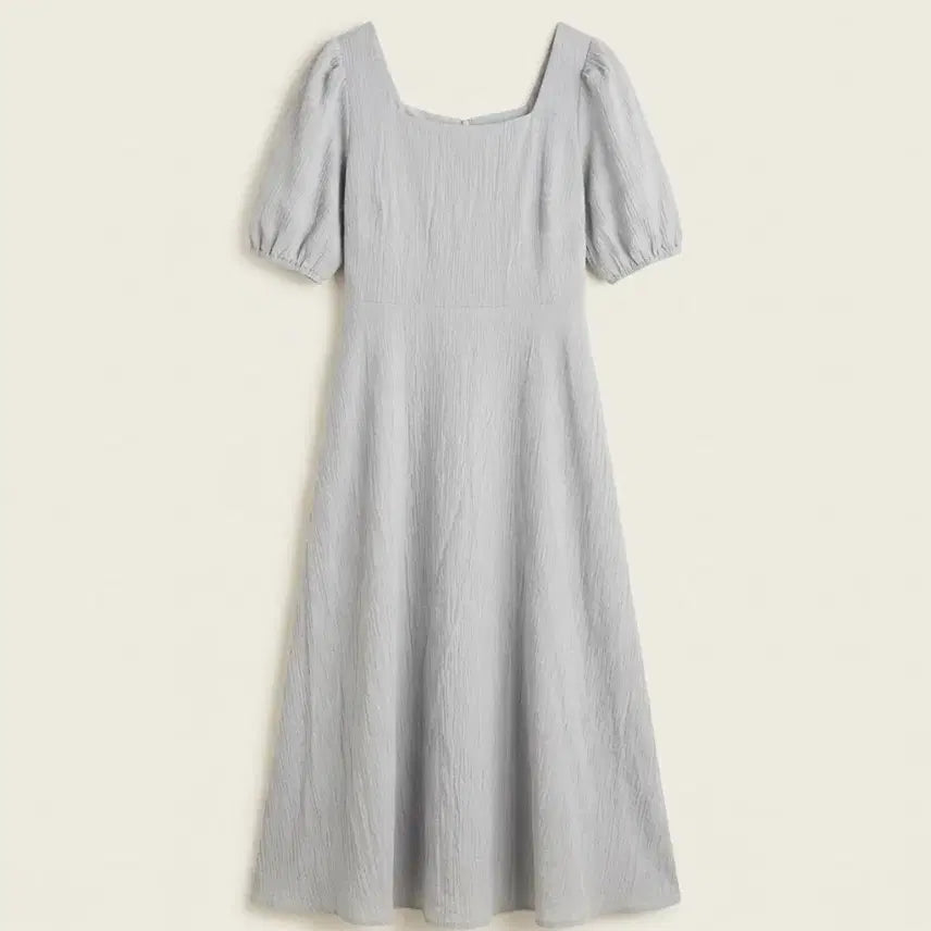 [BUNJANG] Puff Square Neck Long Dress - Sky Blue / 퍼프 스퀘어넥 롱원피스 소라
