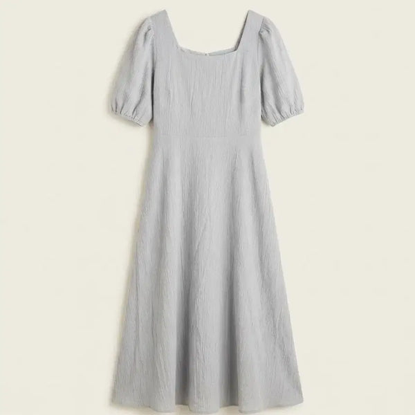 [BUNJANG] Puff Square Neck Long Dress - Sky Blue / 퍼프 스퀘어넥 롱원피스 소라