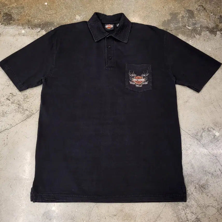[BUNJANG] US Vintage Harley-Davidson Pocket Short Sleeve Polo Shirt / 미국빈티지 할리데이비슨 포켓 반팔 카라티