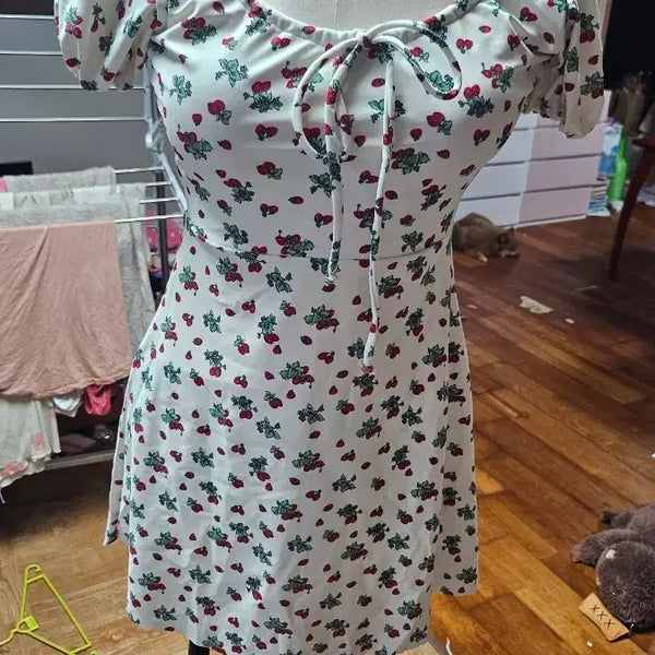 [BUNJANG] White Flower Pattern Bustier Dress / 화이트 플라워 패턴 뷔스티에 원피스