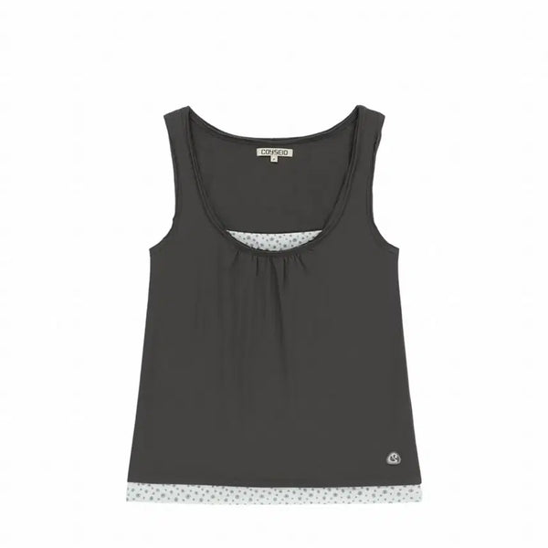 [BUNJANG] Koiseio Dudu Layered Sleeveless Charcoal / 코이세이오 두두 레이어드 슬리브리스 차콜