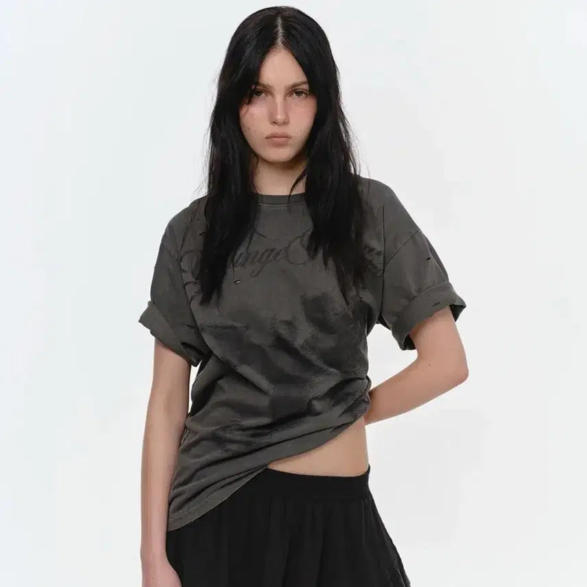 [BUNJANG] Sunburn Project Devil Oversized Short-Sleeve T-Shirt Charcoal / 썬번프로젝트 데빌 오버핏 반팔 차콜 새상품