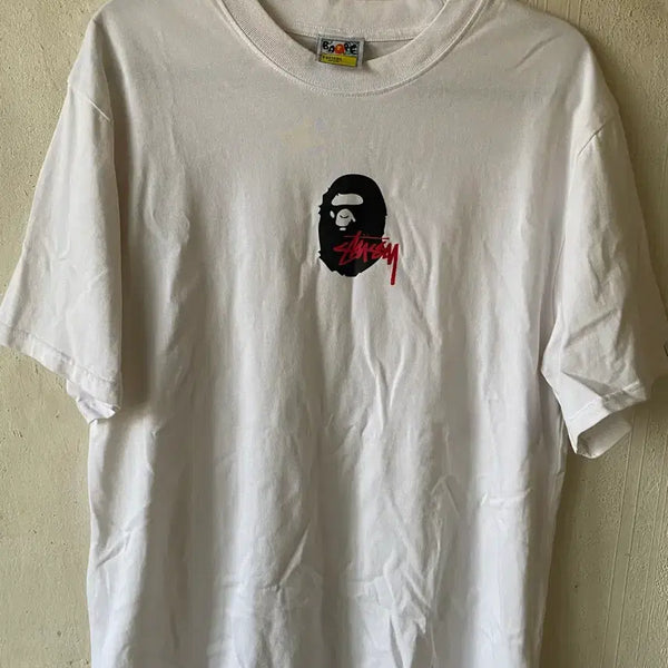 [BUNJANG] Stussy x A Bathing Ape Collaboration T-Shirt / Stussy X A BATHING APE 사이즈 L