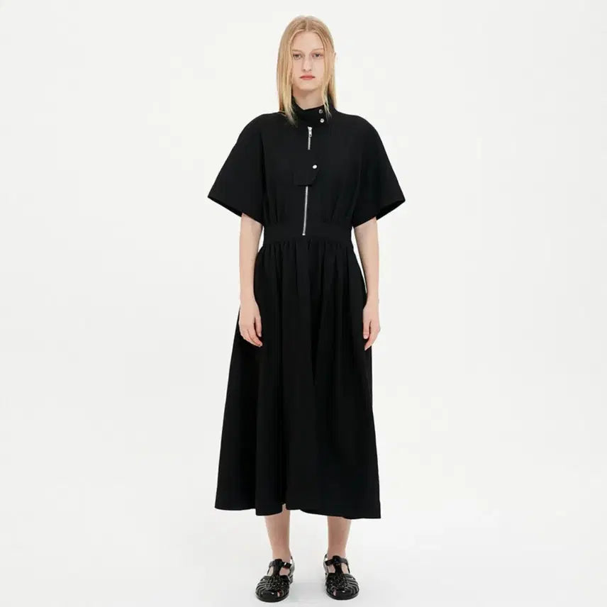 [BUNJANG] MOONSUN Linen Blend Harrington Dress Free Size / 문선(MOONSUN) 린넨 블렌드 헤링턴원피스 프리사이즈