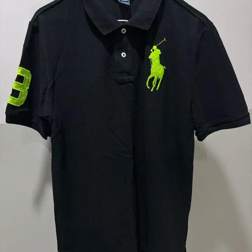 [BUNJANG] Polo Ralph Lauren Black Neon Big Pony Polo Shirt XL / 폴로 랄프포렌 블랙 형광 빅포니 카라티  XL (18-20)