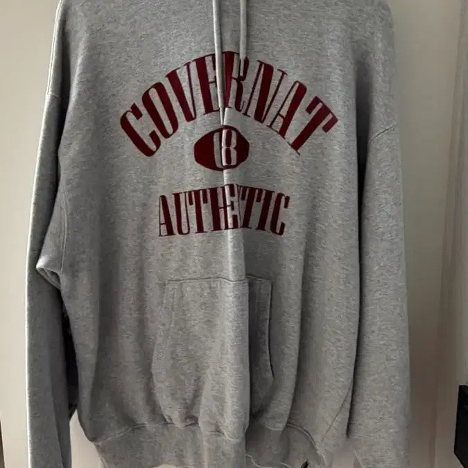 [BUNJANG] Covenat Velvet Arch Logo Oversized Hoodie Mélange Grey / [커버낫] 벨벳 아치로고 오버핏 후디 멜란지 그레이