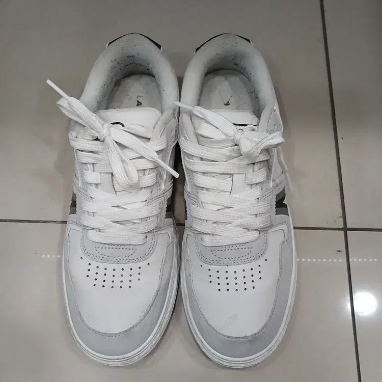 [BUNJANG] Lacoste White Leather Sneakers Size 260 Used / 라코스테 약260사이즈 흰색 가죽 운동화 중고 스니커즈