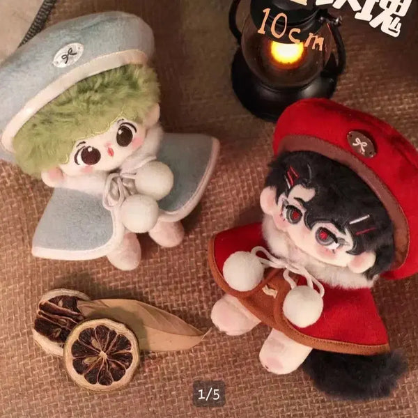 [BUNJANG] 10cm Doll Clothes Set: Cloak and Beret (2 Types) / 10cm 솜인형 옷 인형옷 망또 2종 세트