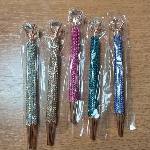 [BUNJANG] Jewel Embellished Ballpoint Pen (Random Color) / 큐빅 보석 장식 볼펜 (1개 2500원)/색상랜덤