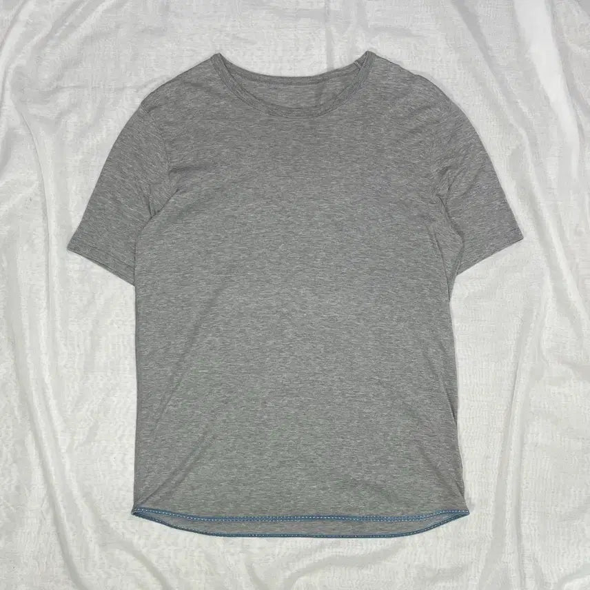 [BUNJANG] Bizbeam Hem Detail Short Sleeve T-Shirt Grey / 비즈빔 밑단 디테일 반팔 티셔츠