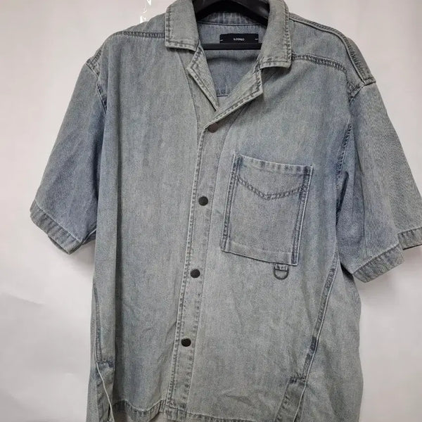 [BUNJANG] Ilcorso Light Wash Denim Short Sleeve Shirt Jacket - Size 105 / 일꼬르소 연청데님 반팔셔켓 초특가