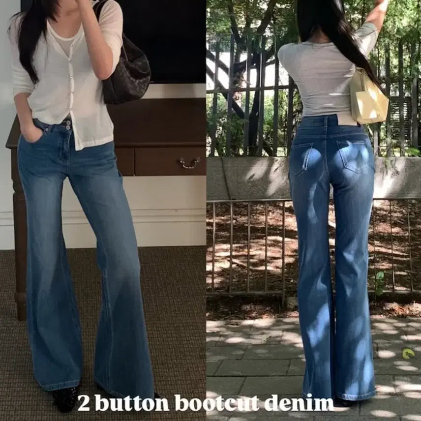 [BUNJANG] Dowesee Flow Two-Button Semi-Bootcut Denim Pants - Summer / 텍있는 새상품 고퀄 두위씨 [플로우] 투버튼 세미부츠컷 데님 s 여름찰랑탄탄핏