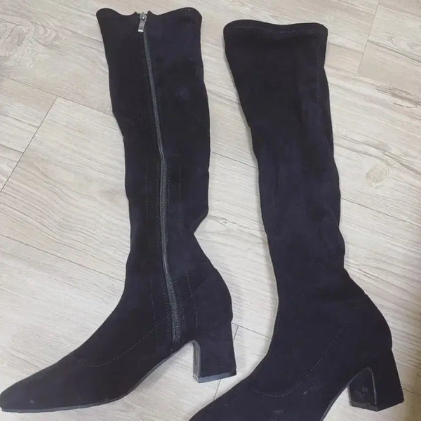 [BUNJANG] Long Socks Boots - Black, Size 230 / 롱 삭스 부츠 230 블랙 구두 신발