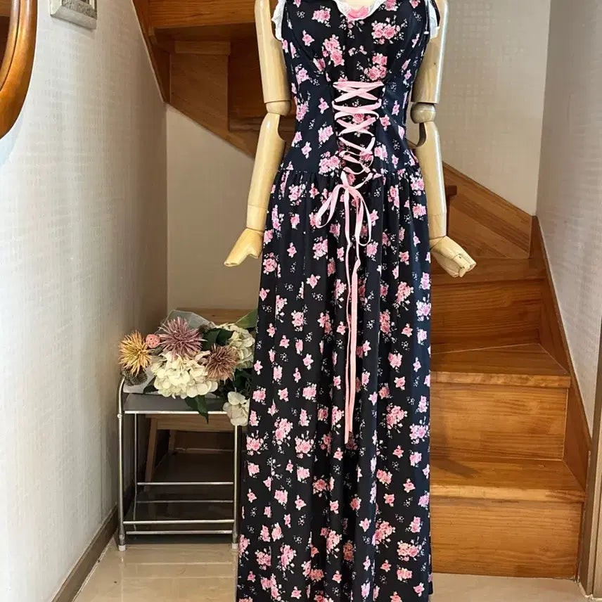 [BUNJANG] Floral Bustier Long Dress / 플로럴 뷔스티에 롱 원피스