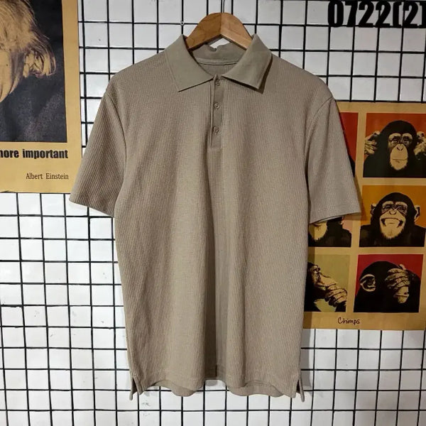 [BUNJANG] CREMIEUX Beige Waffle Knit Short Sleeve Polo T-Shirt Size 100 / CREMIEUX 베이지색 와플 반팔 카라티 100 0722
