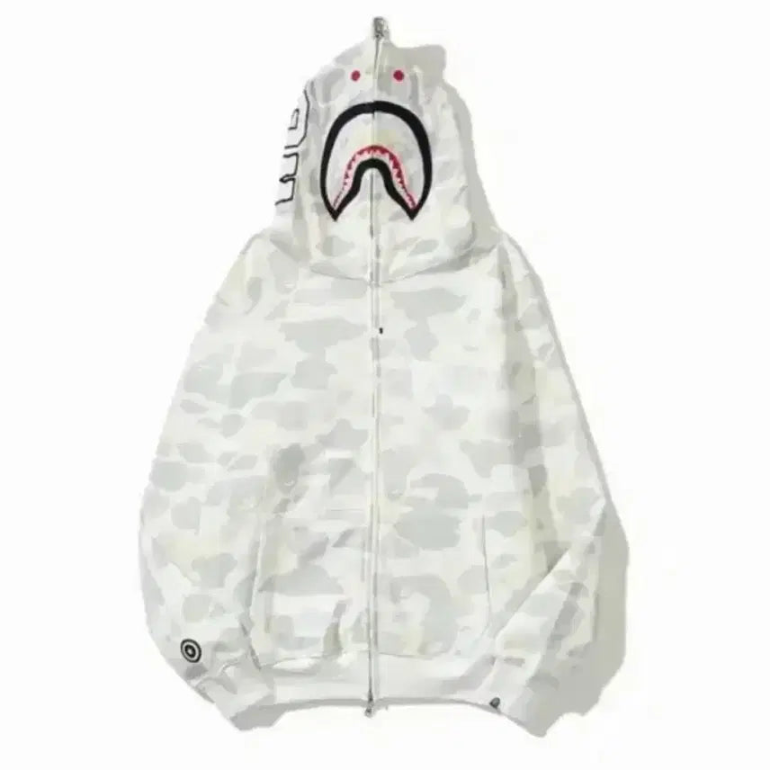 [BUNJANG] Bape Shark Hoodie White Camo Glow-in-the-Dark / 베이프 샤크 후드 집업 화이트 카모 야광