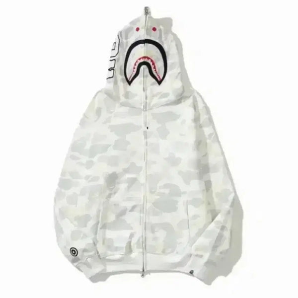 [BUNJANG] Bape Shark Hoodie White Camo Glow-in-the-Dark / 베이프 샤크 후드 집업 화이트 카모 야광