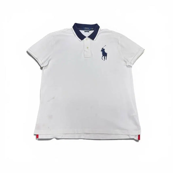 [BUNJANG] Polo Ralph Lauren White Big Pony Colorblock PK Short Sleeve Polo Shirt / M 폴로 랄프로렌 화이트 빅포니 배색 PK 반팔 카라티