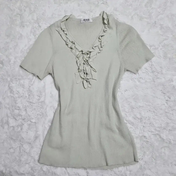 [BUNJANG] Japanese Vintage Ribbed Short Sleeve Blouse - Fitted / 일본 빈티지 반팔 티셔츠 블라우스 딱붙핏 모리걸 엑시즈팜 연초록 일브