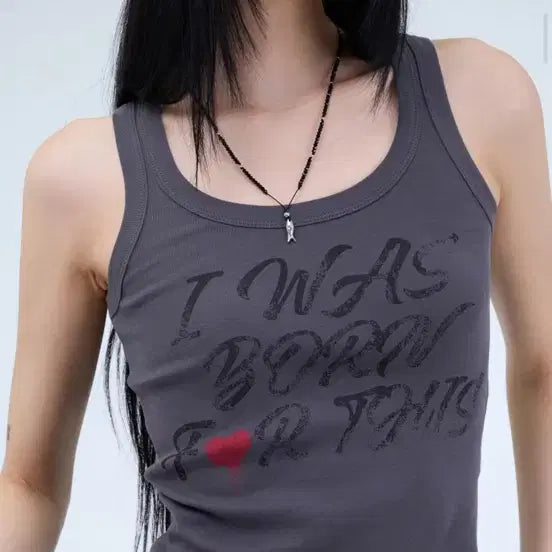 [BUNJANG] Fortena Graphic Tank Top Charcoal Sleeveless / 포르테나 그래픽 탱크탑 차콜 나시 슬리브리스 무신사