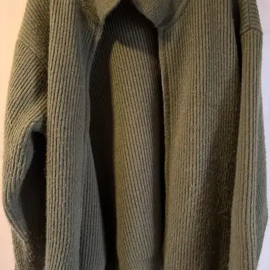 [BUNJANG] Goodlife Works Khaki Ribbed Zip-Up Knit XL / 굿라이프웍스 카키 골지 집업 니트 판매합니다