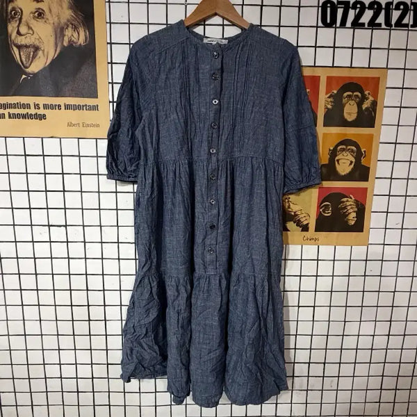 [BUNJANG] Rafiapp Button Dress Blue Size 66 / 라피아프 단추 원피스 청색 66 0722