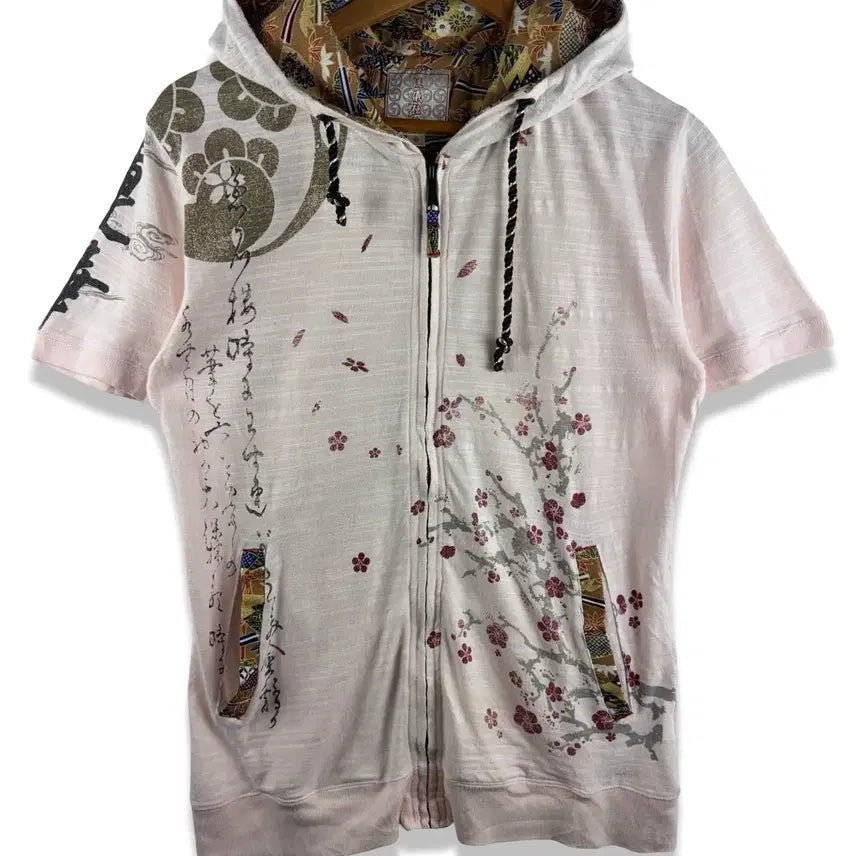 [BUNJANG] Oriental Sakura Short-Sleeve Hoodie Zip-Up / JPN 오리엔탈 사쿠라 반팔 후드집업4572