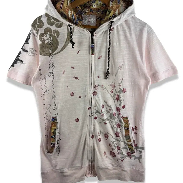[BUNJANG] Oriental Sakura Short-Sleeve Hoodie Zip-Up / JPN 오리엔탈 사쿠라 반팔 후드집업4572