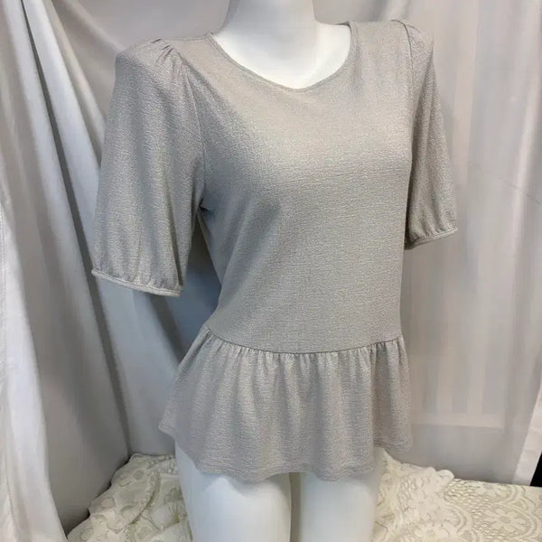 [BUNJANG] Banana Republic Light Gray Ruffle Short Sleeve Blouse / banana republic 라이트 그레이 프릴 반팔 #csz862
