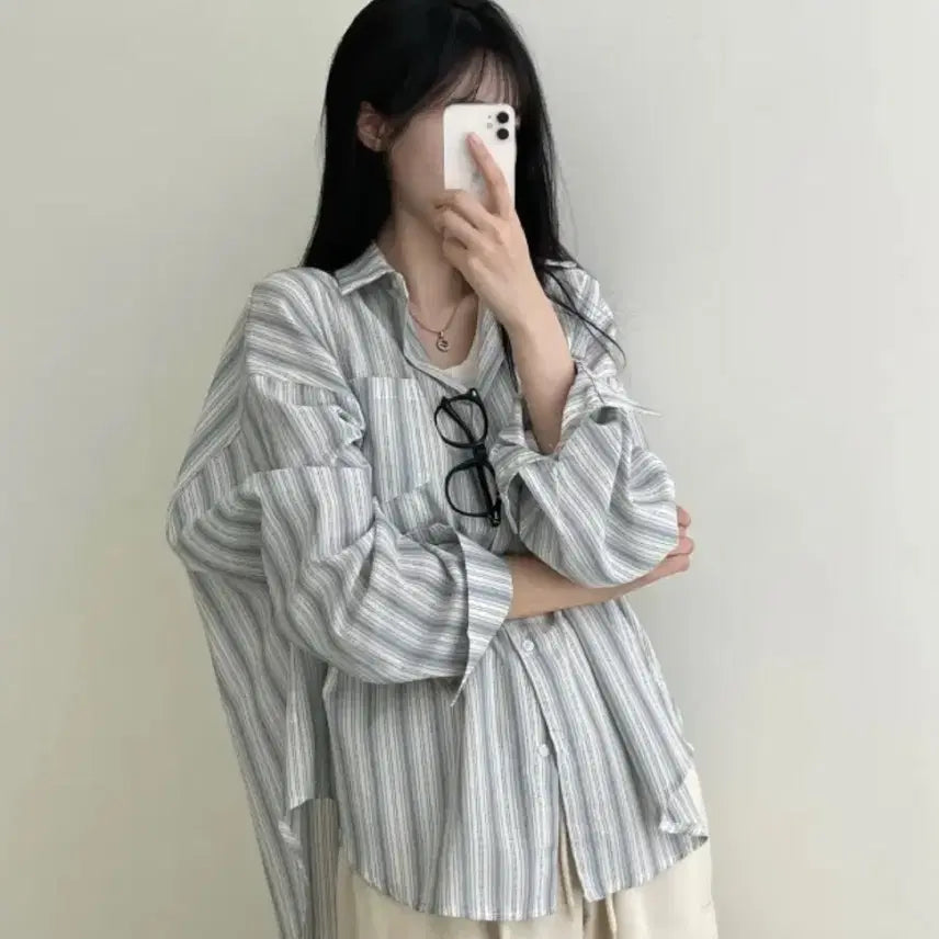 [BUNJANG] Stripe Oversized Fit Shirt / 스트라이프 오버핏 셔츠